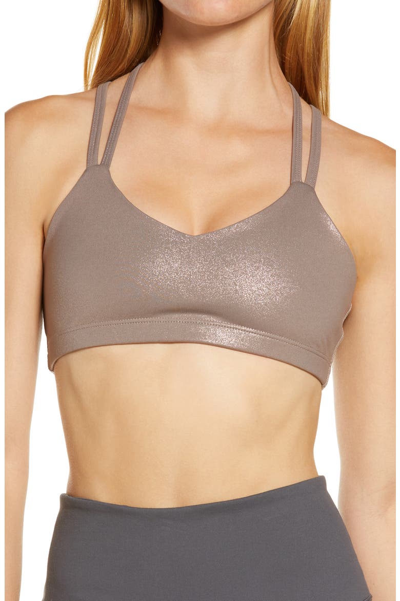 Twinkle Sports Bra, Main, color, MOCHA BROWN-ROSE GOLD TWINKLE