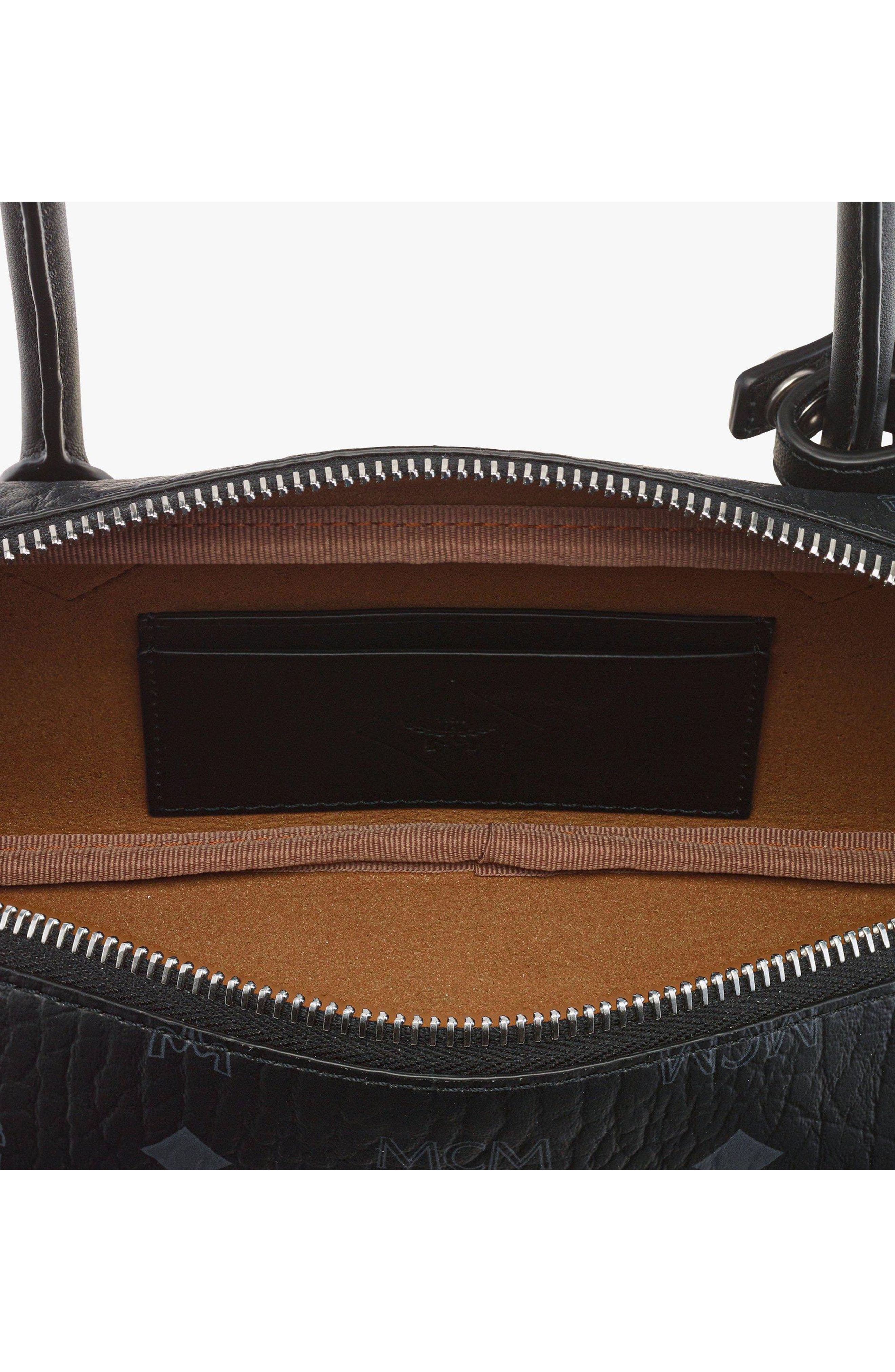 MCM Aren East West Shoulder Bag in Visetos, Alternate, color, Black