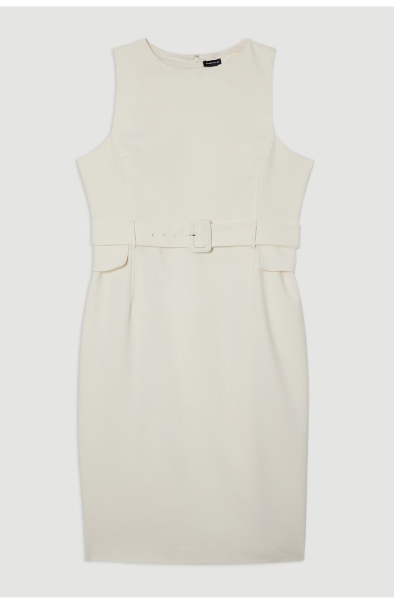 Karen Millen Essential Belted Tailored Midi Dress, Alternate, color, Cream