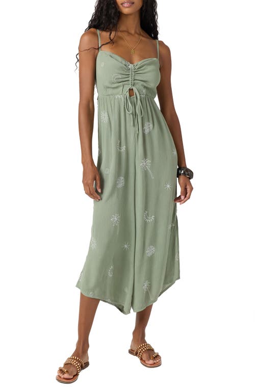 O'neill Keiko Embroidered Crop Wide Leg Jumpsuit In Green