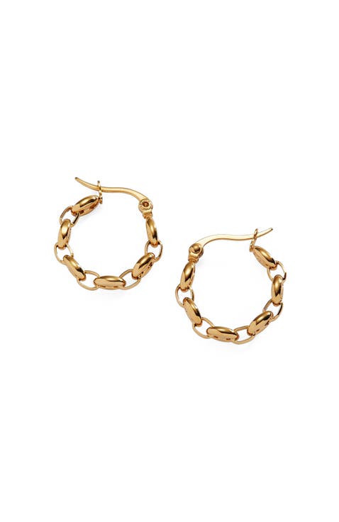 Frozen Mariner Chain Hoop Earrings
