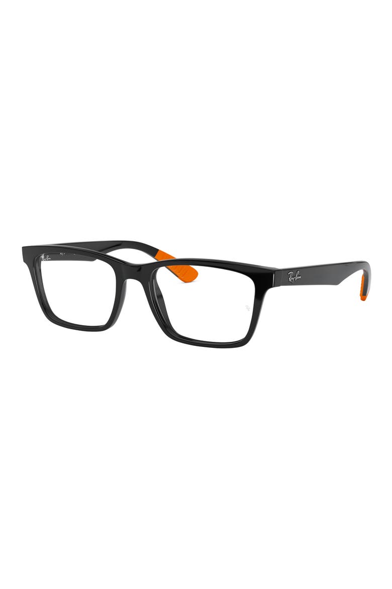 57mm Square Optical Glasses, Alternate, color, SHINY BLACK