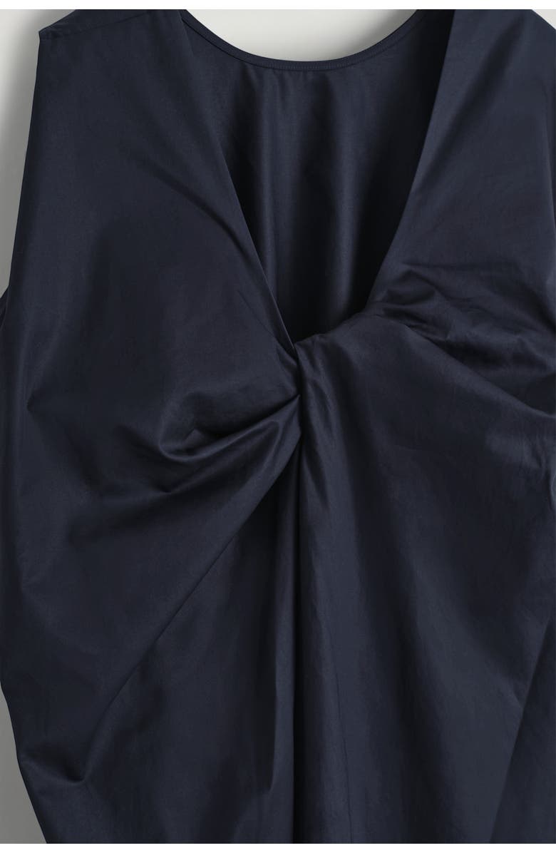 COS Twist-Back Cotton Midi Dress, Alternate, color, Navy