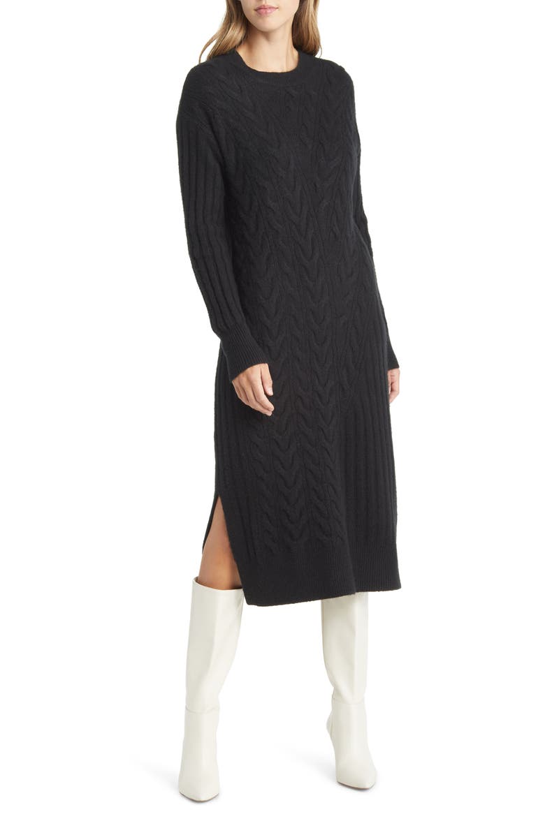 Nordstrom Holiday Long Sleeve Cable Sweater Dress, Main, color,