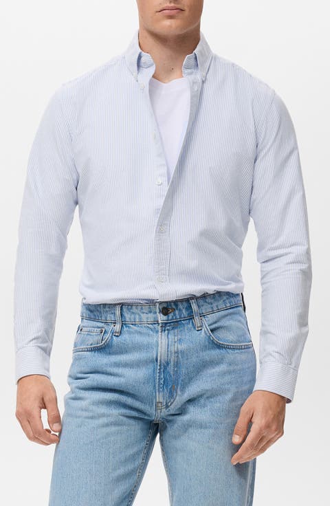 Stripe Cotton Button-Up Oxford Shirt