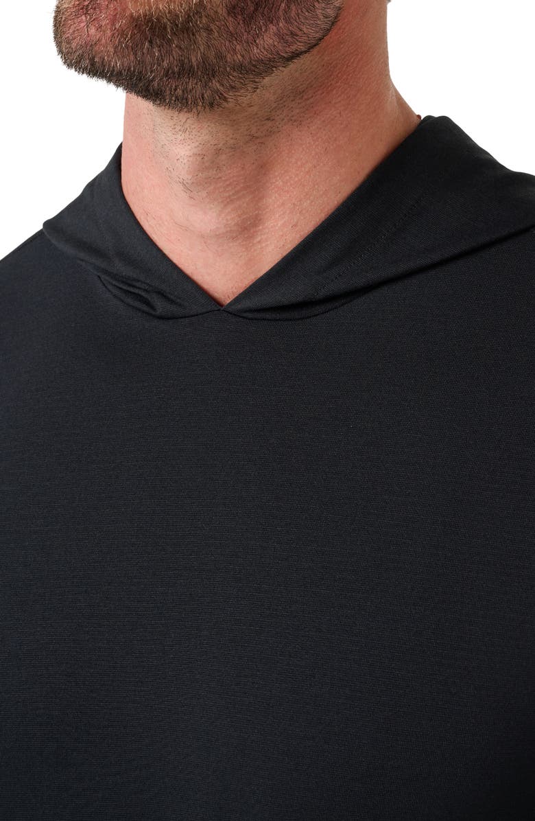 TravisMathew The Heater Series Hooded Long Sleeve Performance Jersey T-Shirt, Alternate, color, Black