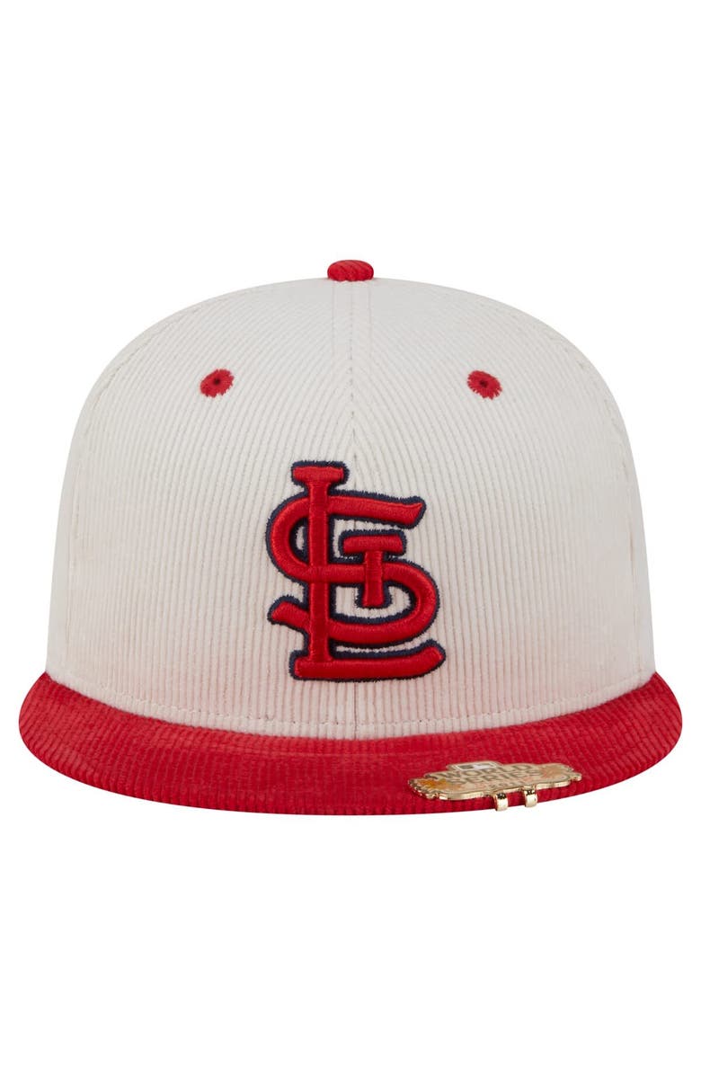 New Era Men's New Era Cream/Red St. Louis Cardinals Two-Tone Corduroy 59FIFTY Fitted Hat, Alternate, color, Cream