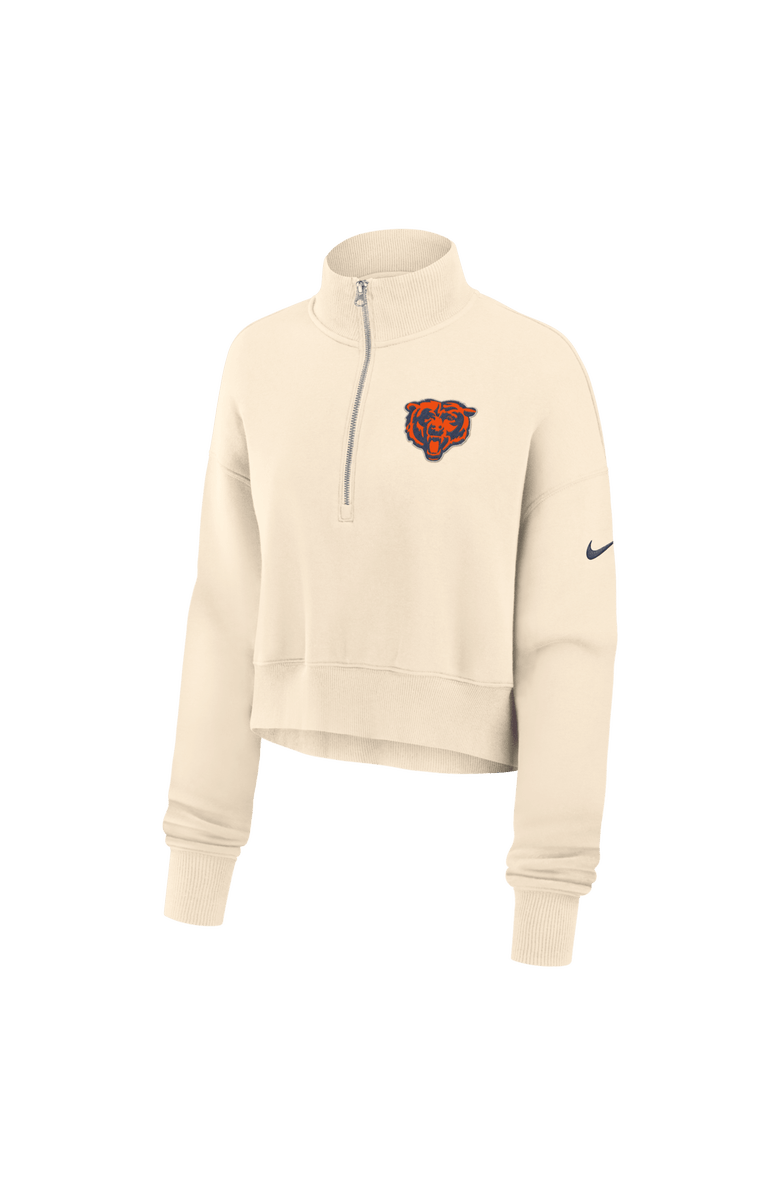 Nike Women's Nike Cream Chicago Bears Legacy Phoenix Fleece Cropped Half-Zip Sweatshirt, Alternate, color, Cream