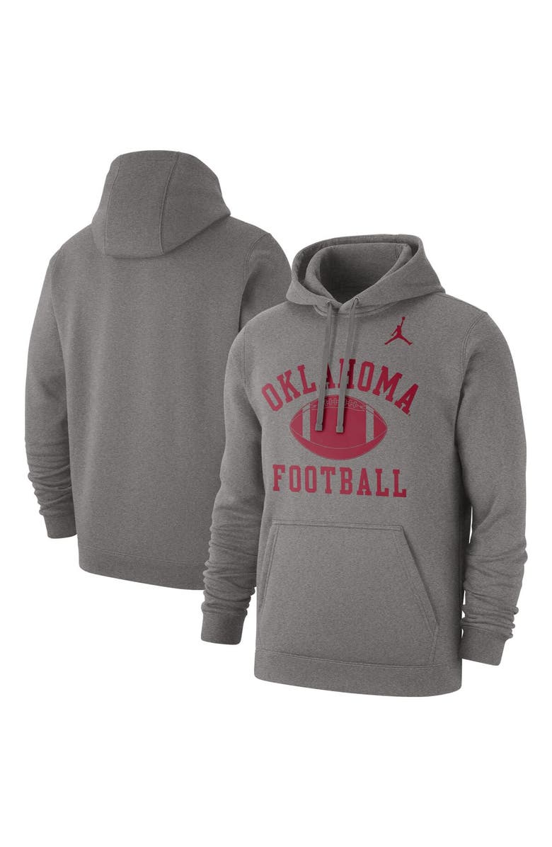 Jordan Brand Men's Jordan Brand Heathered Gray Oklahoma Sooners Football Club Pullover Hoodie, Alternate, color, 