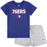 FANATICS Women's Fanatics Branded Royal/Heather Gray Philadelphia 76ers Plus Size T-Shirt & Shorts Combo Set