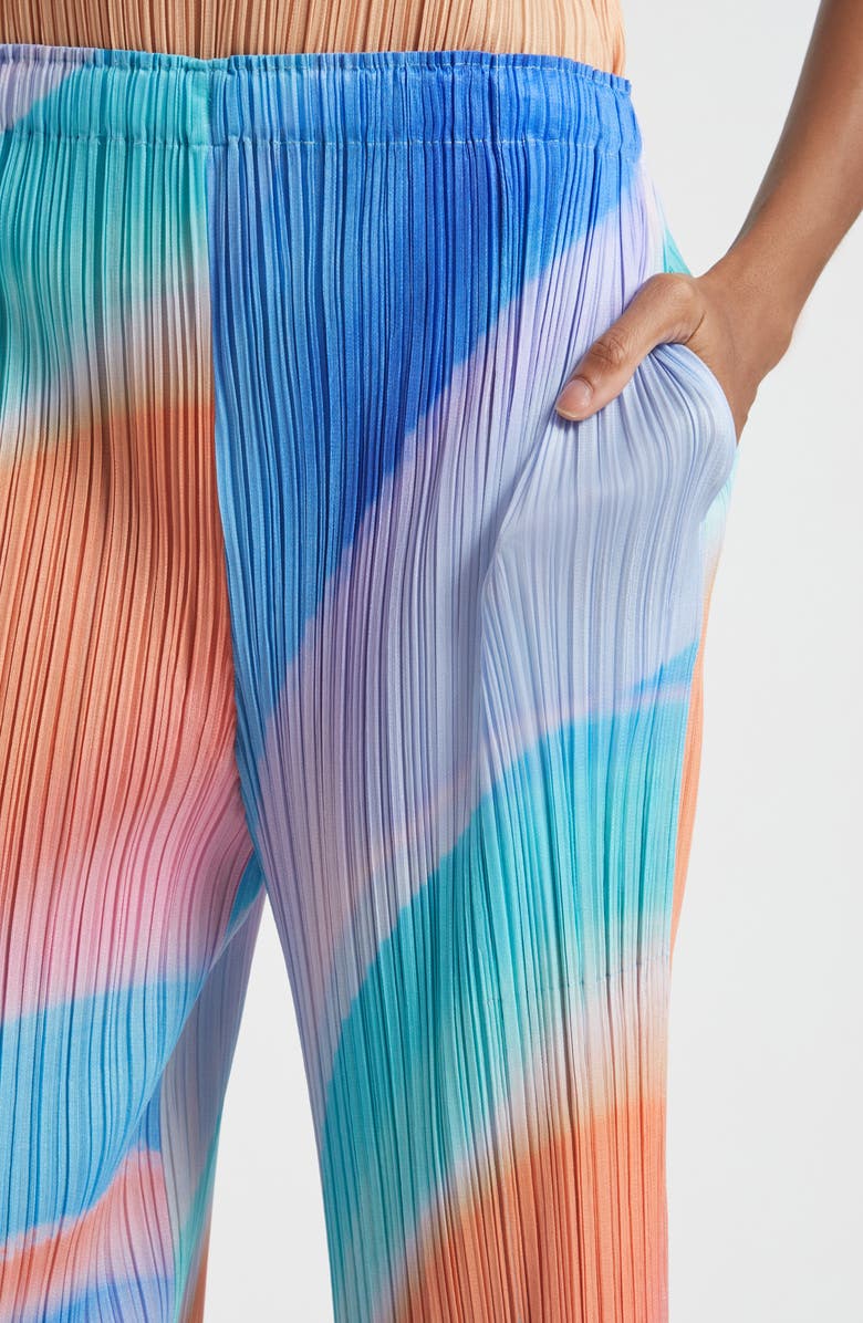 Pleats Please Issey Miyake Groove Pleated Ankle Pants, Alternate, color, Blue