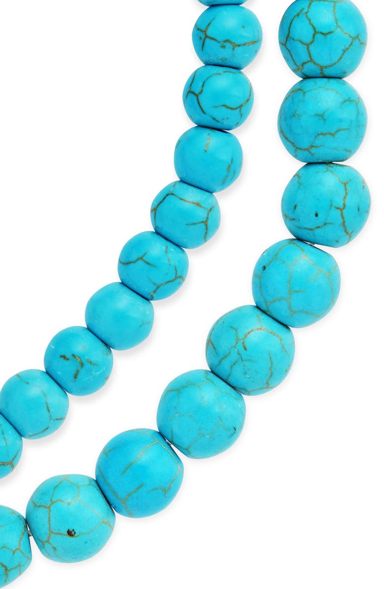 Sterling Forever Turquoise 2-Pack Beaded Stretch Bracelets, Alternate, color, Dark Turquoise