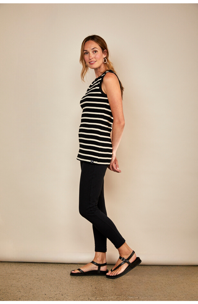 The Bshirt Women's Rib Racer Vest, Alternate, color, Black / White Stripe