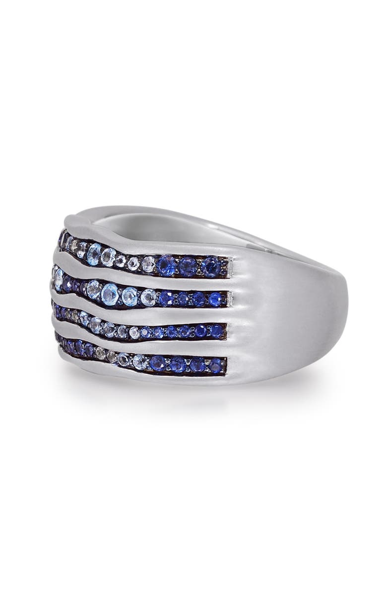 LuvMyJewelry Maverick Surfer Sapphire & Topaz Sterling Silver Band Ring, Alternate, color, Silver