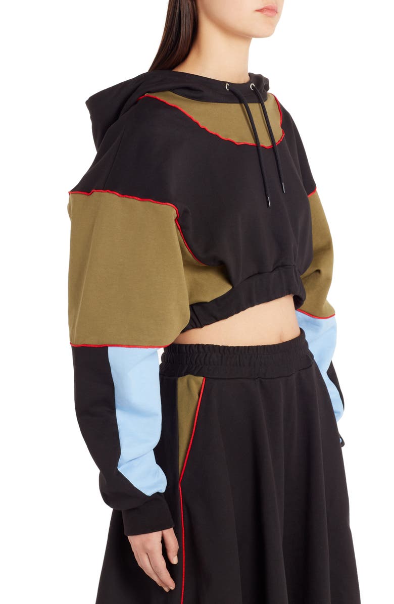 MSGM Colorblock Crop Hoodie, Alternate, color,