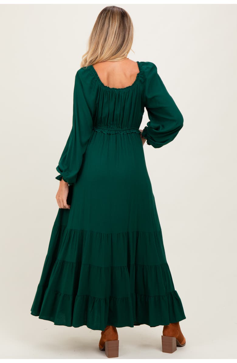 PinkBlush Ruffled Fit And Flare Maxi Dress, Alternate, color, Forest Green