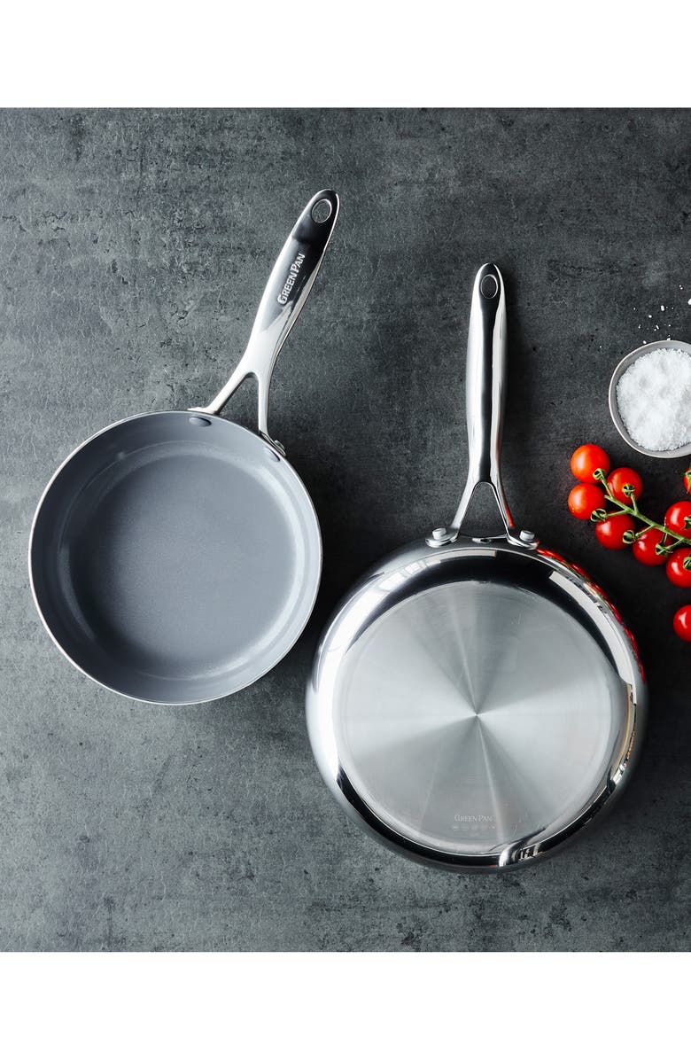 GreenPan Valencia Pro Stainless Steel Nonstick 8-Inch
10-Inch Fry Pan Set, Alternate, color, Stainless Steel