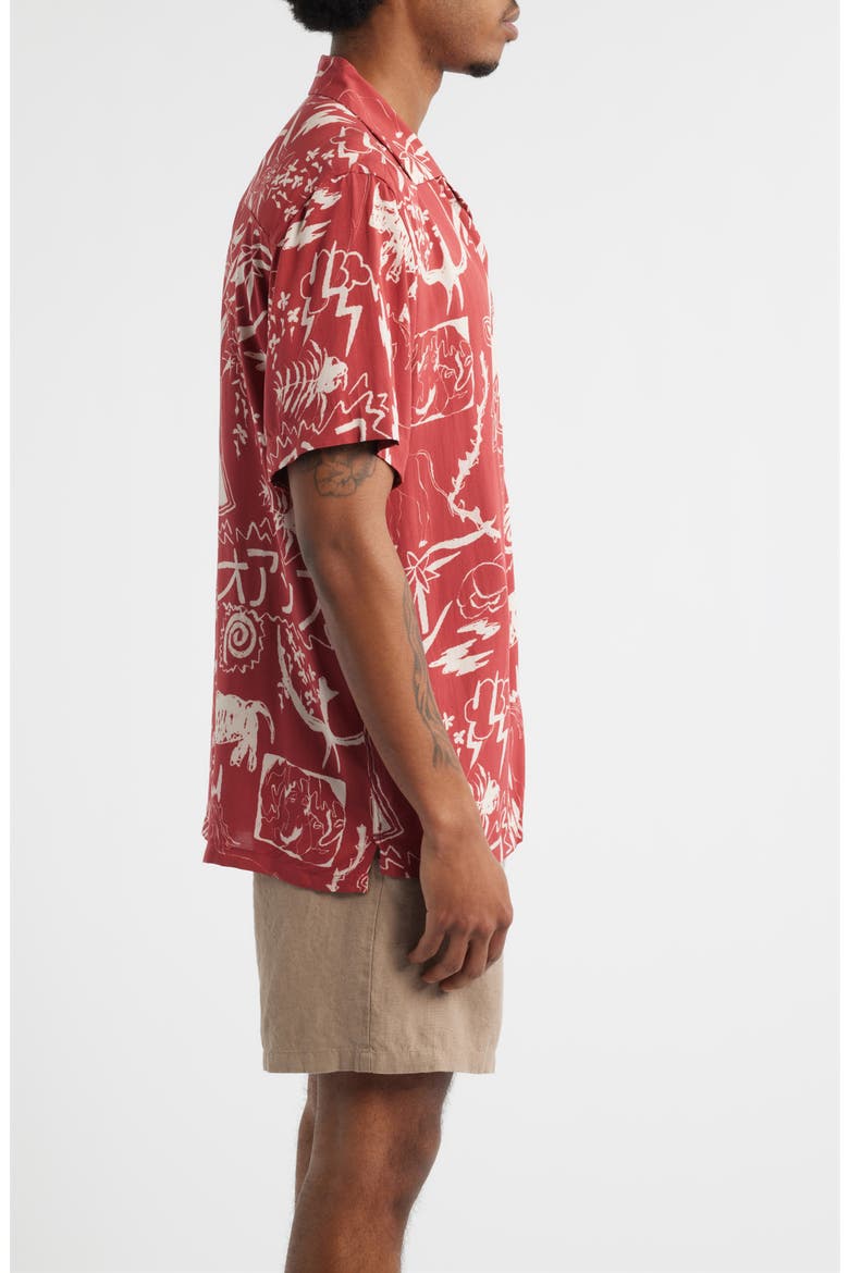 Gensou Rocco Camp Shirt, Alternate, color, RED