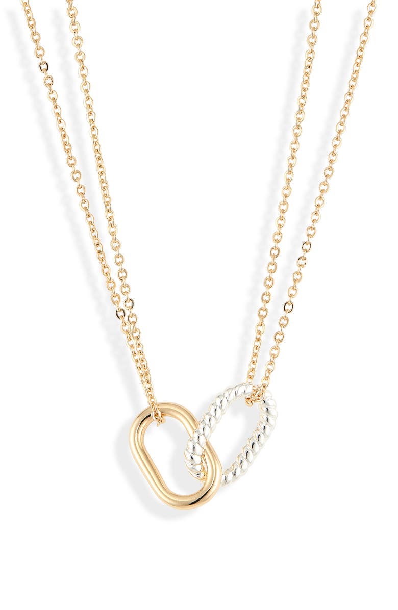 NORDSTROM RACK Two-Tone Paper Clip Link Pendant Necklace, Alternate, color, Gold- Silver