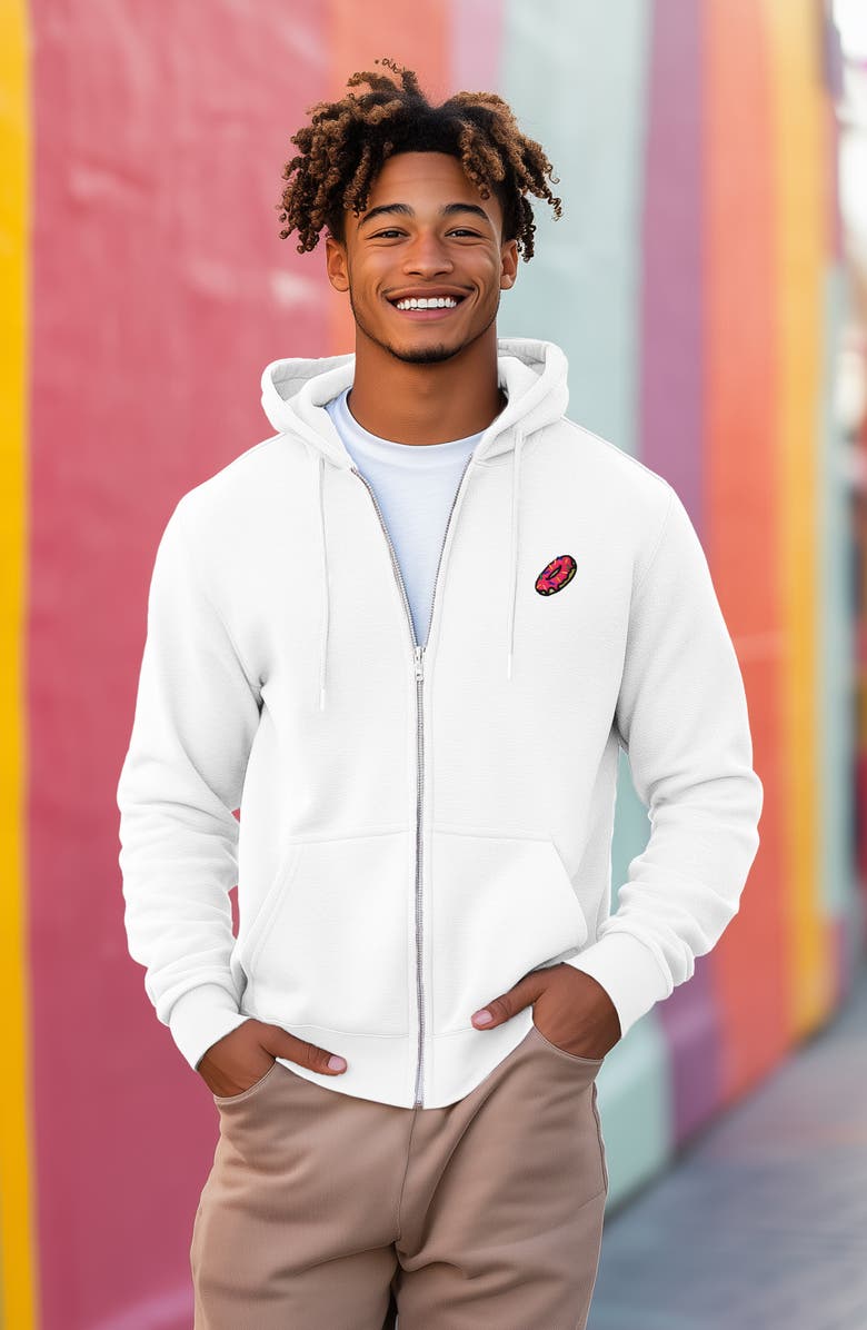 Dalix Donut Zip Hoodie, Alternate, color, White