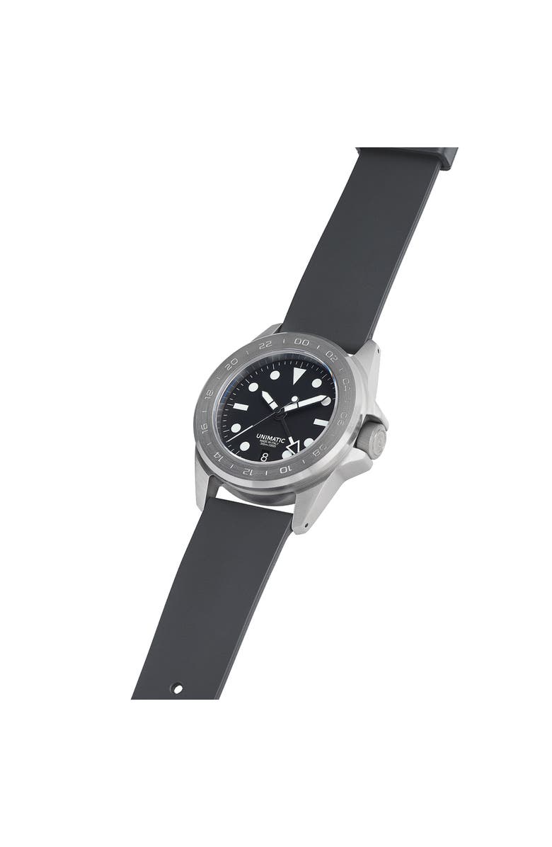 UNIMATIC Modello Quattro Automatic GMT Rubber Strap Diver's Watch, 40mm, Alternate, color, 