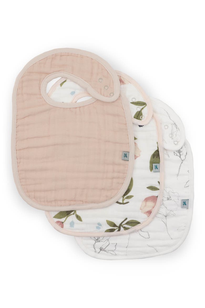3-Pack Organic Cotton Muslin Bibs, Main, color, WATERCOLOR FLORET