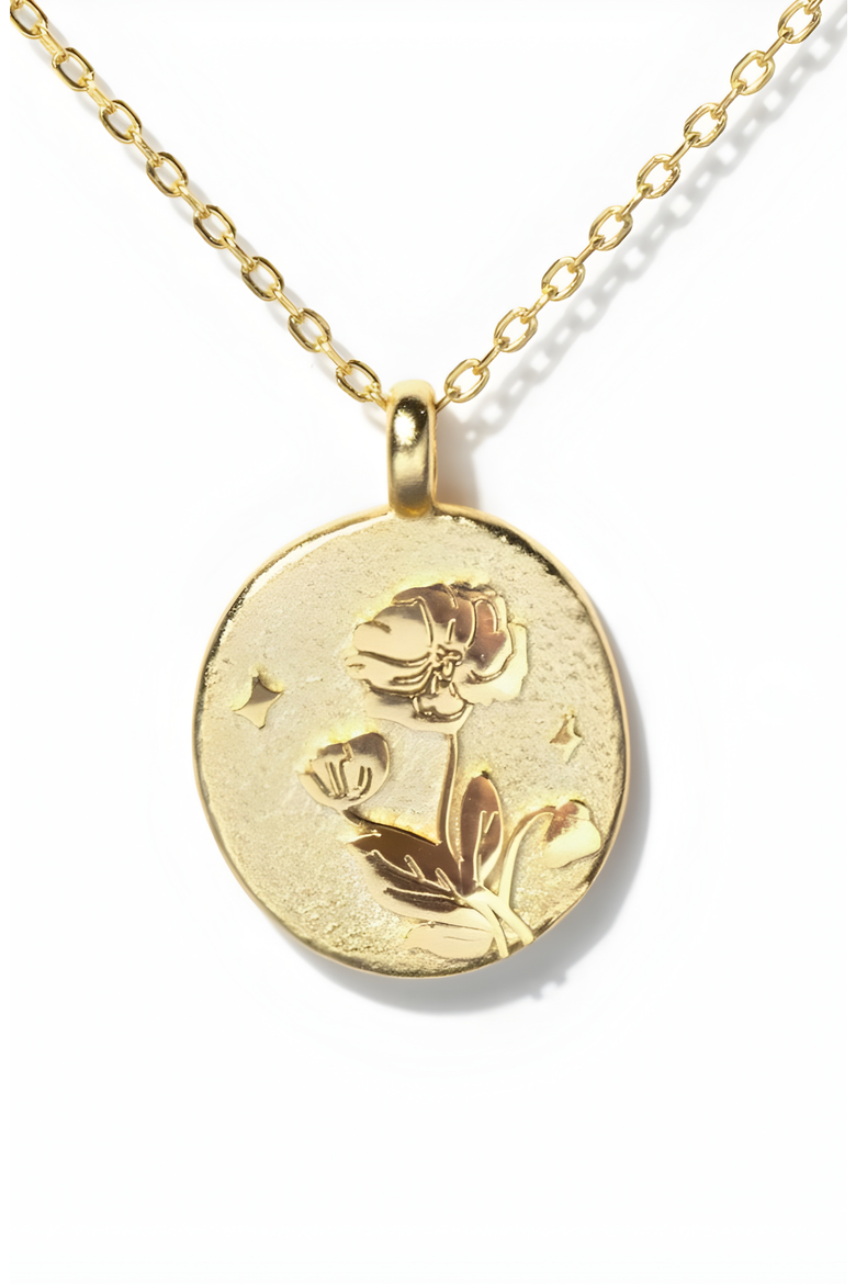 Gold Birth Flower Necklace, Alternate, color, Poppy / August