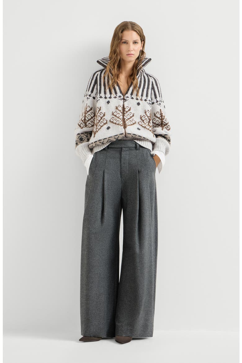 Cashmere And Mohair Nordic Heritage High-neck Cardigan With Zipper, Alternate, color, Pearl