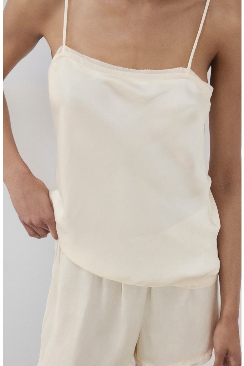 Lace Trim Satin Pajama Camisole, Alternate, color, IVORY WHITE