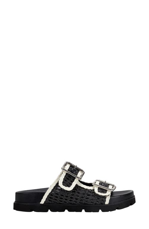 Marc Fisher Ltd Raffia Dual-buckle Sporty Sandals In Black