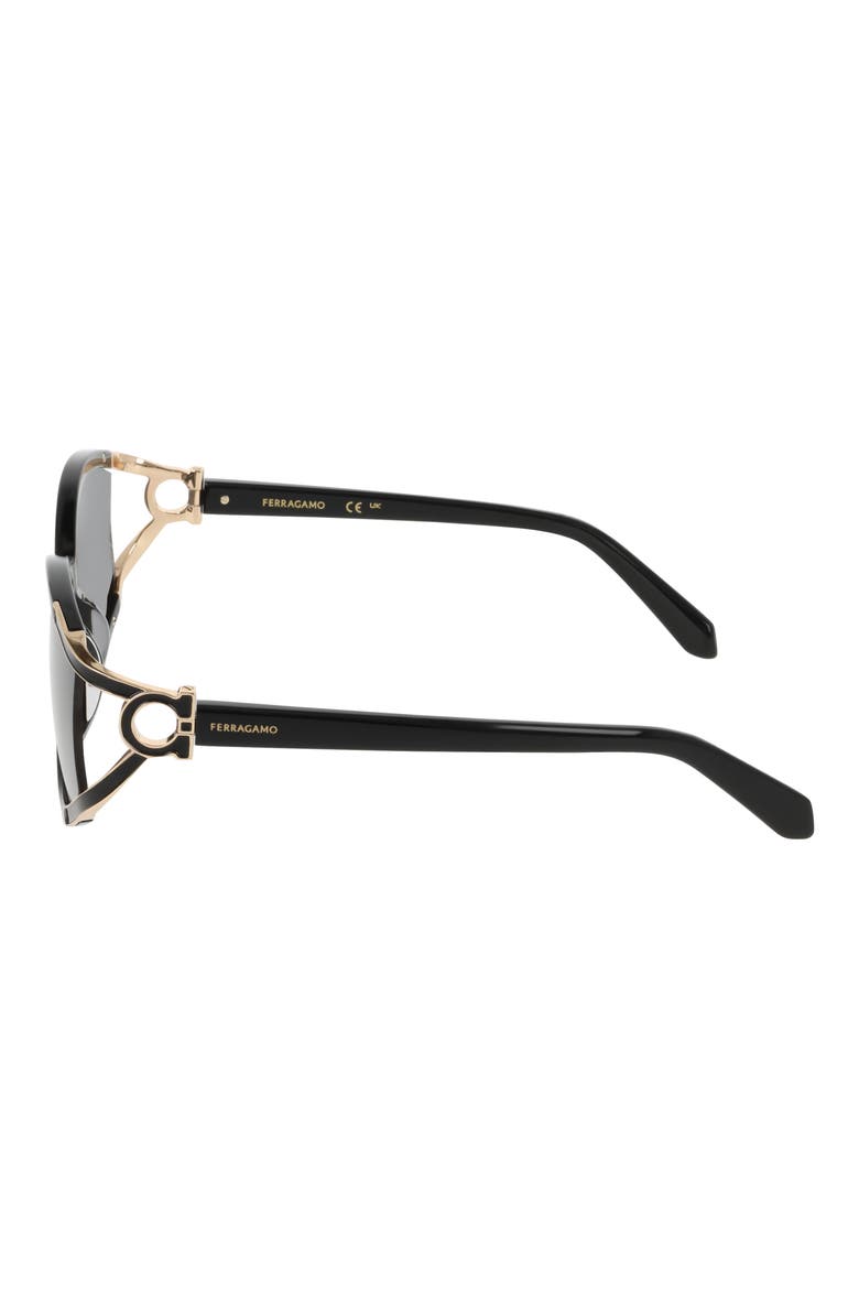 56mm Oval Sunglasses, Alternate, color, BLACK