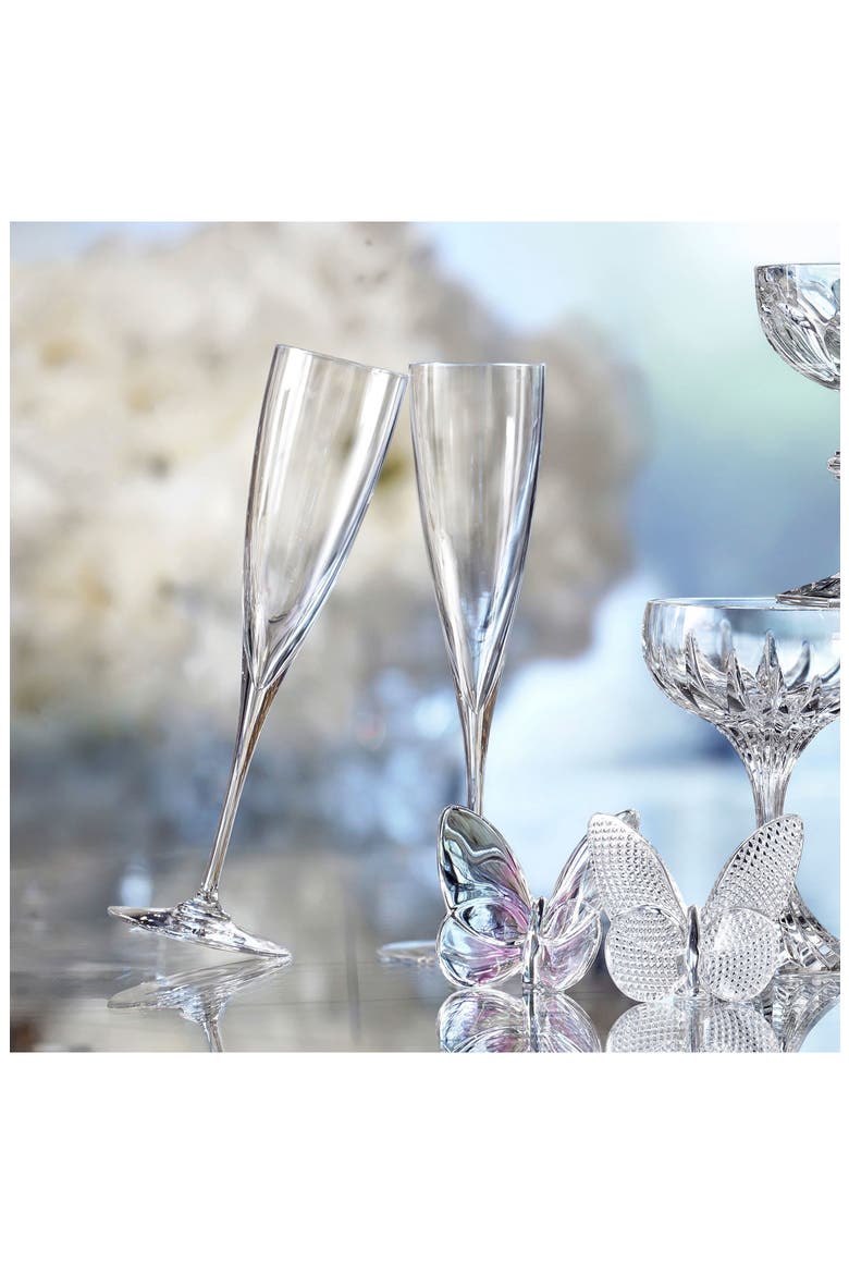 Dom Pérignon Set of 2 Lead Crystal Champagne Flutes, Alternate, color, CLEAR