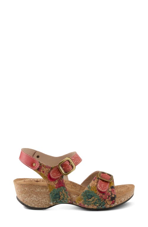 L'artiste By Spring Step Osuna Ankle Strap Platform Sandal In Red Multi
