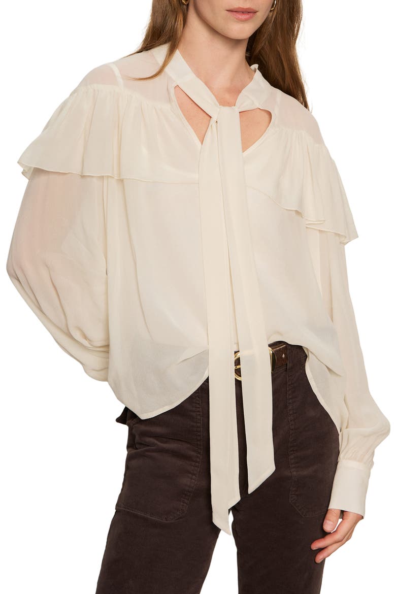Fade Into You Ruffle Georgette Top, Main, color, VINTAGE IVORY