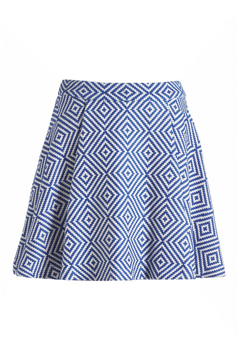 Piece & Co. and Alice + Olivia 'Vernon' Jacquard Flared Skirt, Alternate, color, BLUE/ WHITE