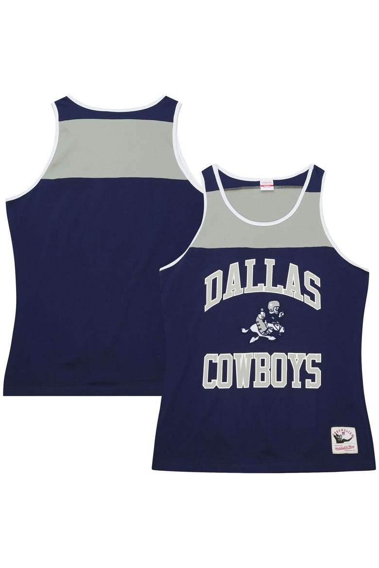 Men's Mitchell & Ness Navy/Gray Dallas Cowboys  Heritage Colorblock Tank Top, Main, color, Navy