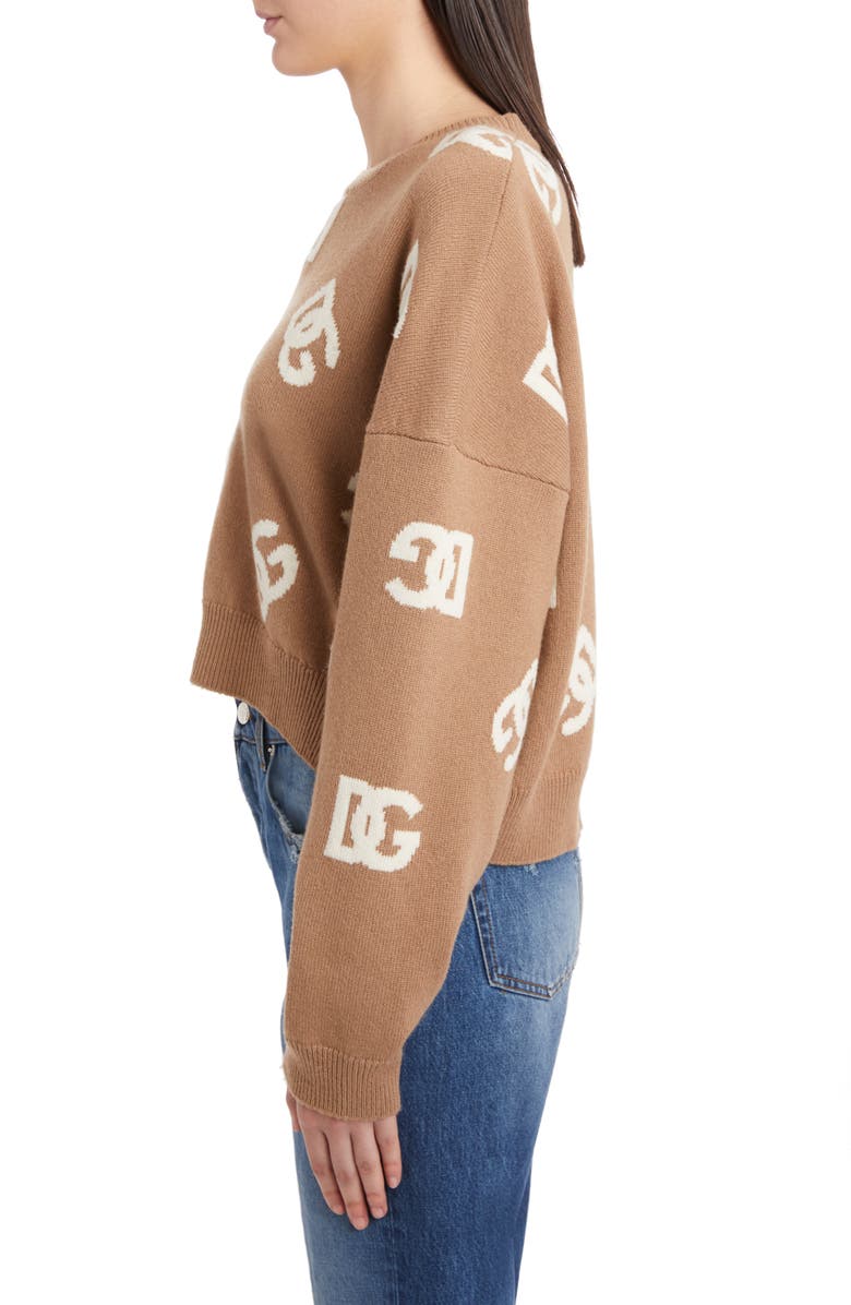 Dolce&Gabbana DG Logo Virgin Wool Crop Sweater, Alternate, color,