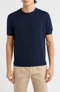 Canali Short Sleeve Cotton Crewneck Sweater