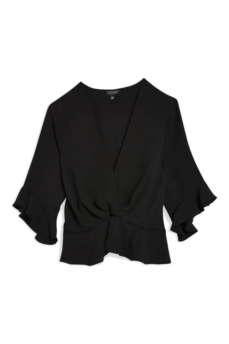 Twist Peplum Hem Top, Alternate, color, SOLID BLACK