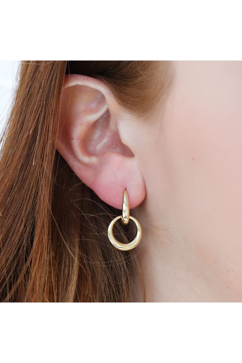 Double Round Link Drop Earrings, Alternate, color, Gold-Plated Sterling Silver
