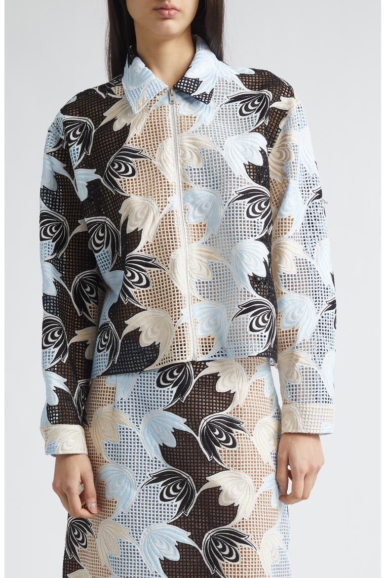 Floral Embroidered Cotton Blend Shirt, Main, color, RIW01 LILY WHITE
