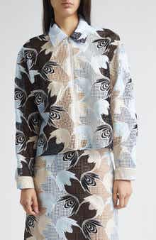 Floral Embroidered Cotton Blend Shirt