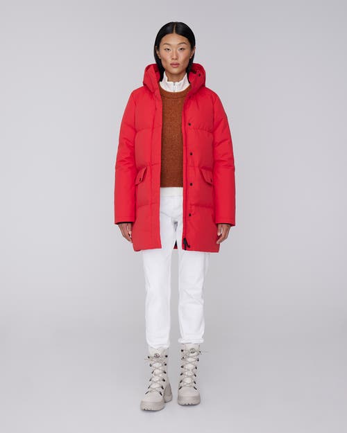 Quartz Co. Chloe | Hooded Down Winter Jacket In Fiery Red