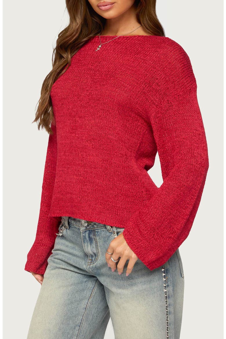 Drop Shoulder Sweater, Alternate, color, RED
