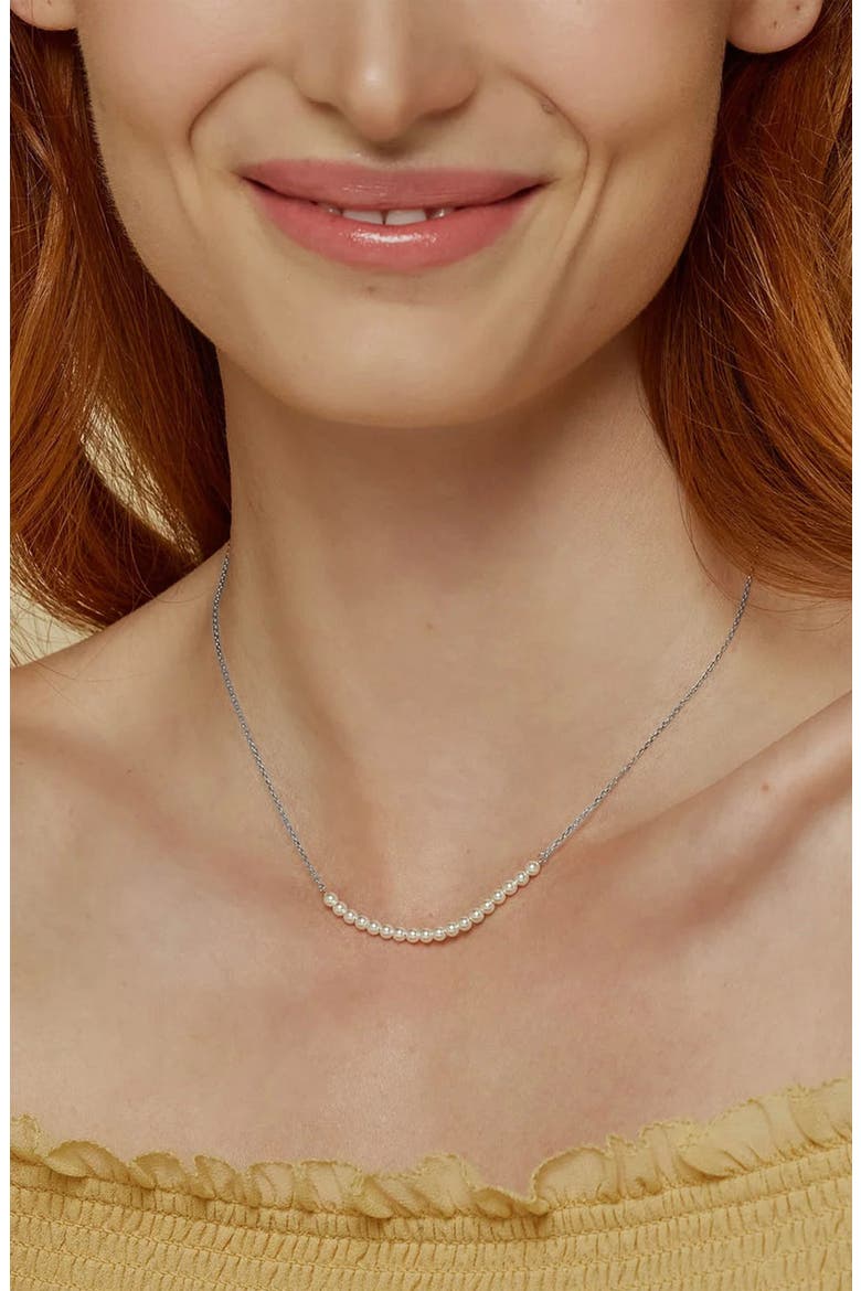 18K Gold Plated Sterling Silver Perfect Pearl Pair Necklace Set Gift Idea, Alternate, color, Silver