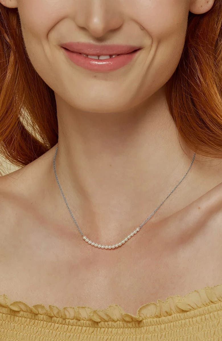 Bearfruit Jewelry 18K Gold Plated Sterling Silver Perfect Pearl Pair Necklace Set Holiday Gift Idea, Alternate, color, Silver