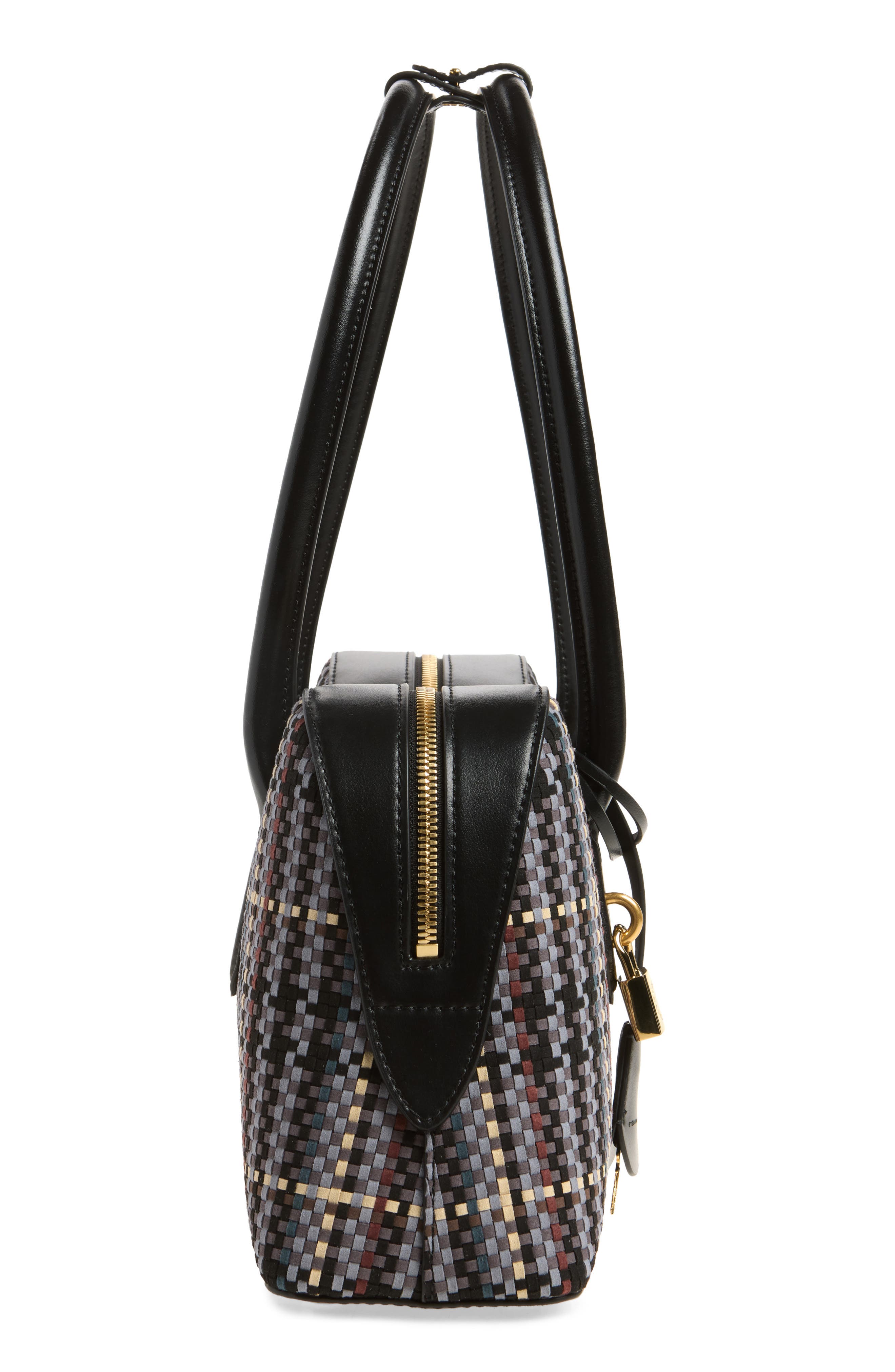 Medium Ryder Woven Faux Leather Top Handle Bag, Alternate, color, MULTICOLOR GREY