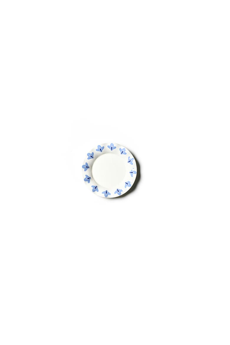 French Blue Sprout Trim Ruffle Dessert Plate, Main, color, Blue