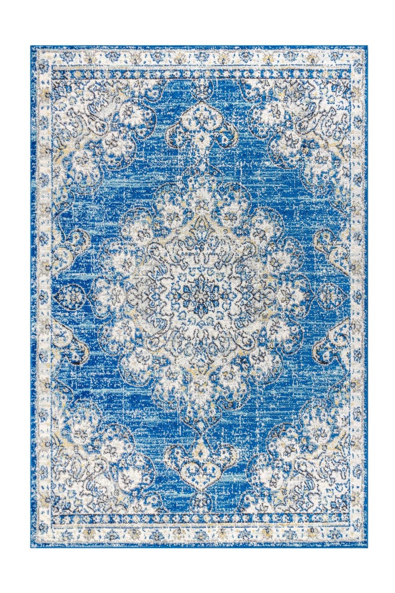 Bohemian FLAIR Boho Vintage Medallion Area Rug, Main, color, Blue/Cream