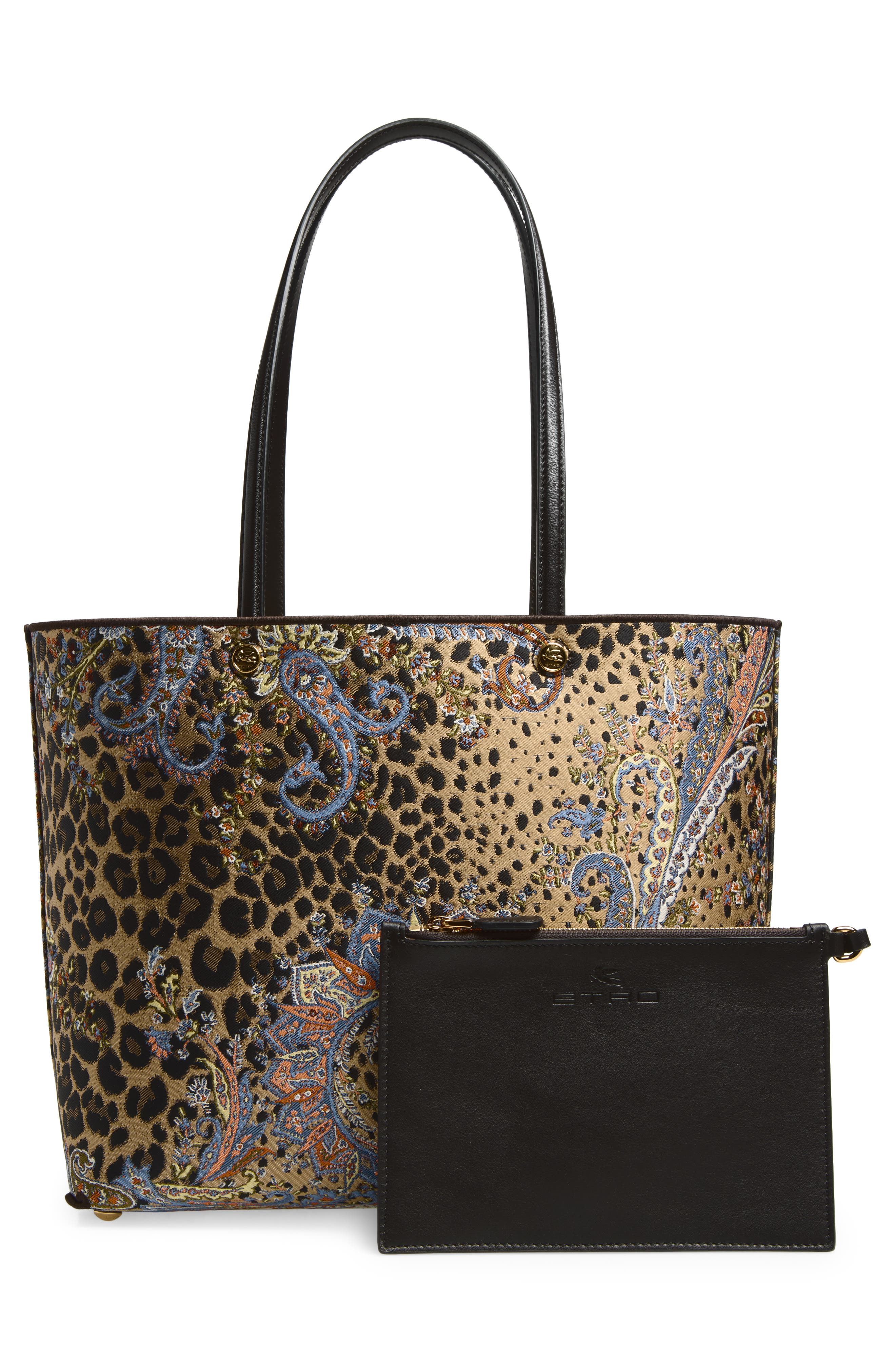 Etro Essential Leopard Jacquard Tote, Alternate, color, Beige